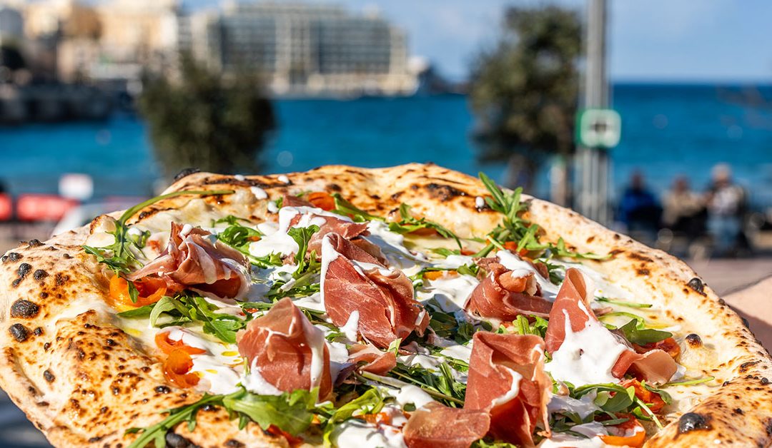 Pizza with sea view in Malta